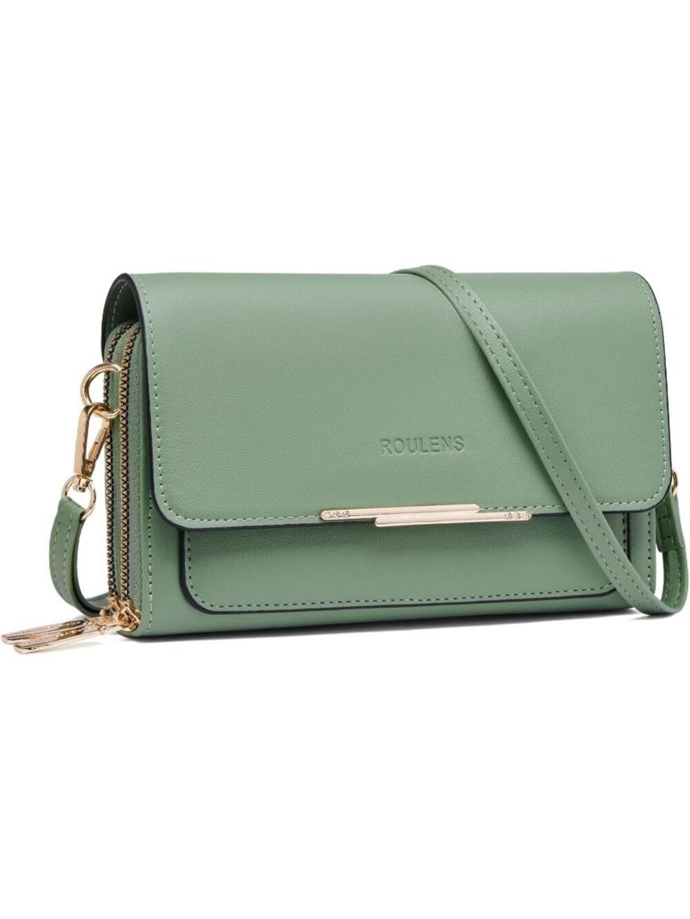 Roulens Women's Green Leather Crossbody Shoulder Handbags with Credit Card Slots
